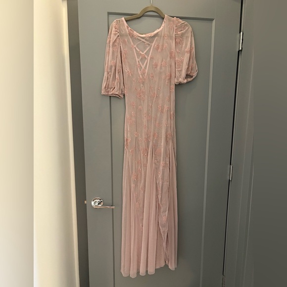 Free people viola sheet floral velvet burnout beaded maxi dress small - Picture 7 of 16